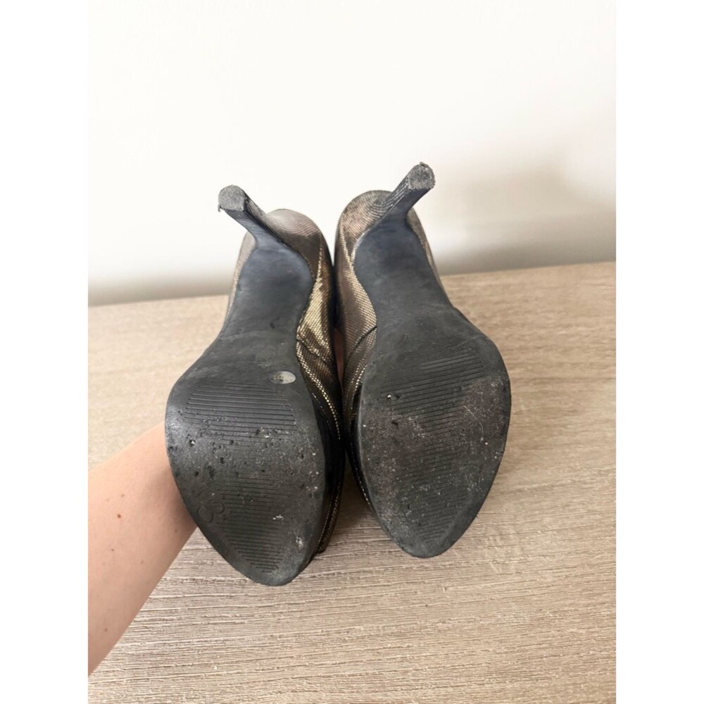 Jessica Simpson Evette Tarnish Gold Metallic Open Toe Platform Heel Size 7 - Picture 7 of 9